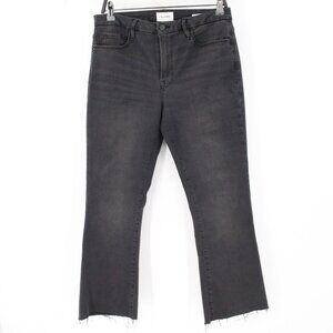 Frame denim jeans Women 30 Le crop mini boot black denim cotton blend frayed hem
